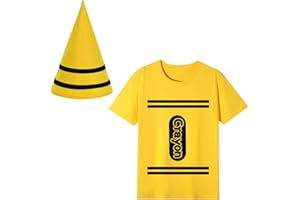 Clovilet 2 Pcs Halloween Crayon Costume Include Crayon Shirt and Cone Hats for Men Women Group Dress Up