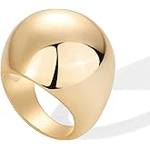 PAVOI 14K Gold Plated Chunky Domed Statement Ring for Women | Lightweight Trendy Sphere Rings | Statement Jewelry
