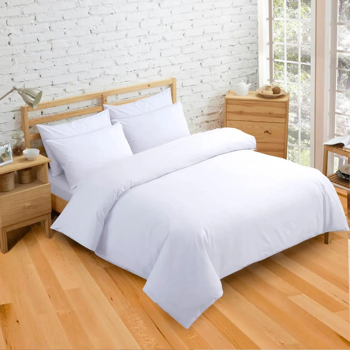 Ghazlan 100% Egyptian Cotton Duvet Cover Set, White, 400 Thread Count Duvet/Quilt Cover Set, Sateen Weave Long Staple Ultra Soft 3 Piece Luxury Bedding Set (White, Super King), ZT,400DC