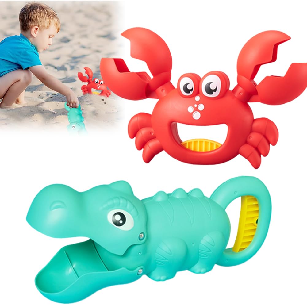 EARTNDP Children's Sand Clip 2pcs Beach Toys Set For Kids Dinosaur Crab Toy Clip Set Snowball Maker Clips Sea Animal Molds Outdoor Fun Sand Tools For Toddler Boys Girls Snowball Fight Maker Tool Clip