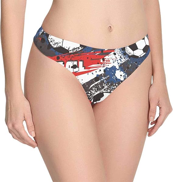 Custom Novelty Grunge Sport Soccer Women's Thongs Panties
