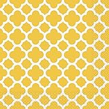 Quatrefoil Party Napkins, Yellow, 16 Count