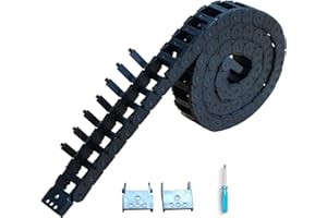 TFORVE New 10x20mm Drag Chain Cable Carrier Black Plastic Wire Chain Carrier 1M for 3D Printer Laser CNC, with Extra End Connector,Outside Side Open