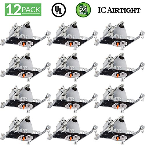 Sunco Lighting – New Construction LED Can Air Tight IC Housing LED Recessed Lighting- UL Listed and Title 24 Certified (4 inch, 12 Pack)