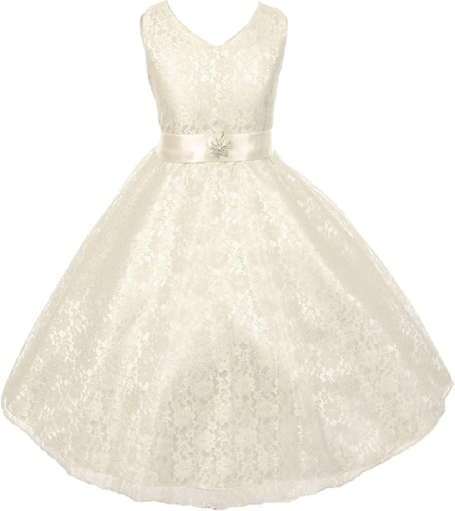Lace All Over Bridal Satin Brooch Little Girl Special Occasion Dresses