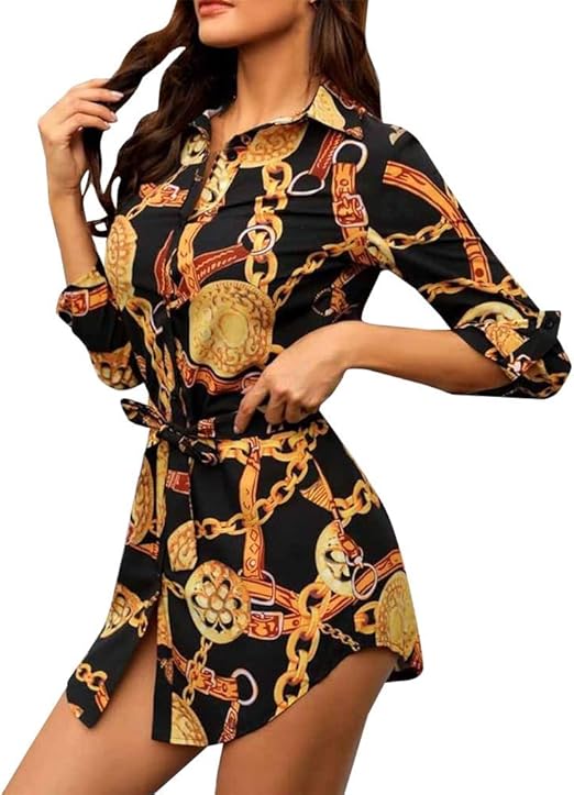 print shirt dresses