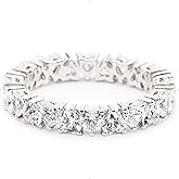 STORYJEWELLERY Eternity Band Rings for Women, Wedding Bands for Women, Silver Rings, Heart Ring, Cubic Zirconia Stackable Ring, Gifts for Her
