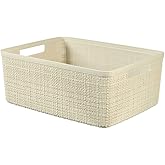 CURVER Juliet Jute Basket 100% Recycled Plastic Rectangular 12 L, White, M