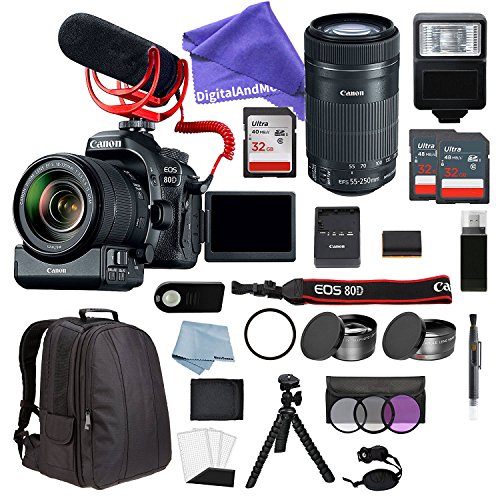 New-Canon-EOS-Rebel-80D-Digital-SLR-Camera-Video-Creator-Kit-W-EF-S-18-135mm-IS-USM-55-250-IS-STM-Lens-DSLR-Professional-Advanced-Accessory-Bundle-DigitalAndMore-EXCLUSIVE-ALL-YOU-NEED-Bundle