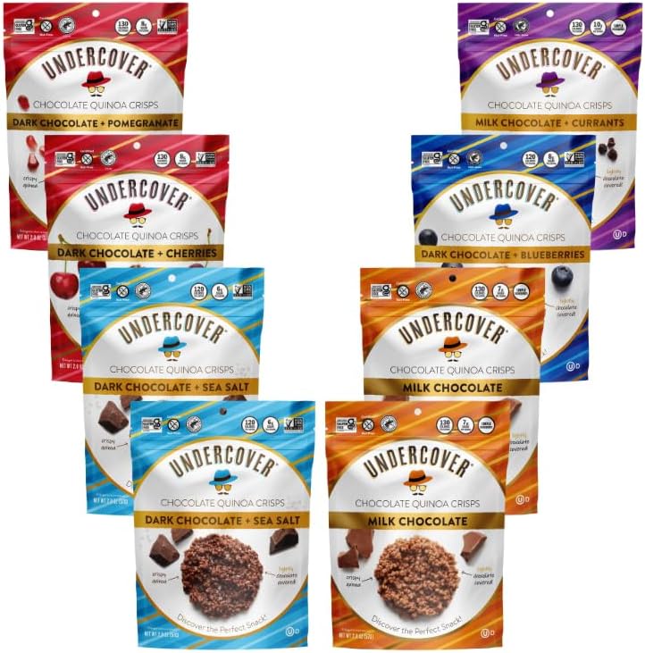 UNDERCOVER CHOCOLATE QUINOA CRISPS VARIETY 8PACK 2 Mlk Choc, 2 Dk