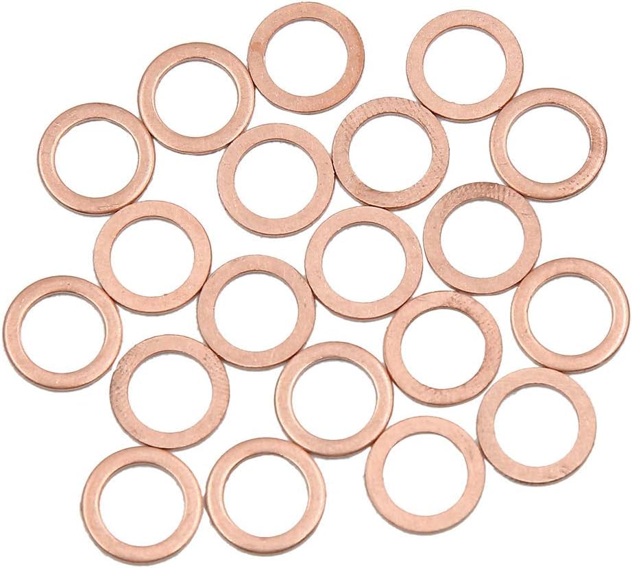 M8 Flat Washer Copper Sealing Ring, 8mm ID 12mm OD 1mm Thickness Metric Sealing Gasket, 20 Pieces