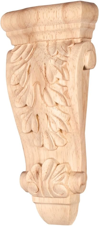 One Pair-Low Profile, Medium Wood Corbel with Acanthus Detail-3-5/8" x 1-1/2" x 8"