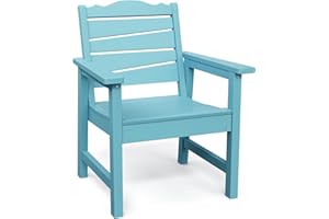 LAHAAP Weatherproof Patio Chair, HIPS Outdoor Dining Chair with Ergonomics Wide Seat, 400lbs Capacity Outdoor Chairs for Garden, Porch, Lawn & Backyard, Lake Blue
