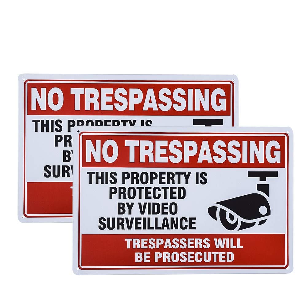 不适用 Private Property No Trespassing Metal Sign (2 Pack),Garage Yard Outdoor Garden Wall Decor
