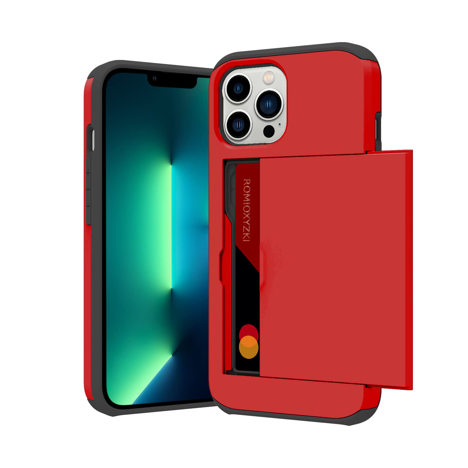 ZIYE for iPhone 13 Pro Wallet Case with Card Holder, Anti-Scratch Dual Layer Hidden Pocket Case, Shockproof Cover Compatible with iPhone 13 Pro 5G-Red