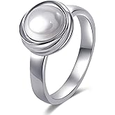 HOSICRON Pearl Ring for Women, 18K Gold Plated Rings for Bride Wedding Engagement Band Birthday Jewelry for Women Fits Sizes 5 to 11