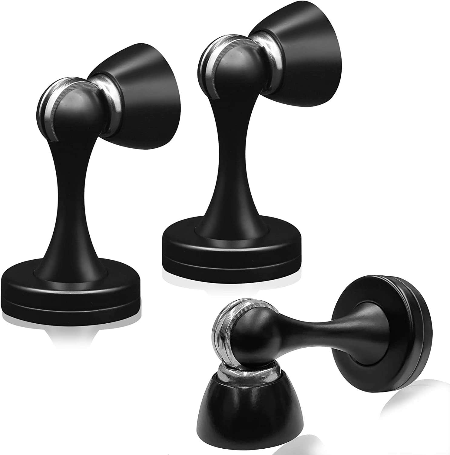 Magnetic Door Stopper, Black Door Stops, Wall Floor Mount Magnetic Door Catch Heavy Duty Soft Magnet Door Holder, Stainless Steel Oil Rubbed Magnetic Doorstops for Bottom of Door — image 1