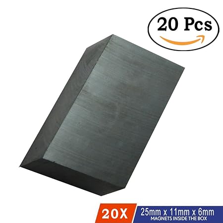 Perfect Magnets Ferrite Block Magnet 25mmx 11mm x 6mm Thk. - 20 Pcs.