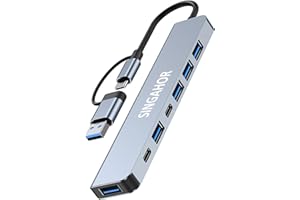 USB C Hub USB 3.0 Hub, SINGAHOR 7 Port USB Splitter, USB Hub for Laptop with 1 USB 3.0, 4 USB 2.0, 1 USB C for Windows/MacBook/PC/Laptop (USB A&C)