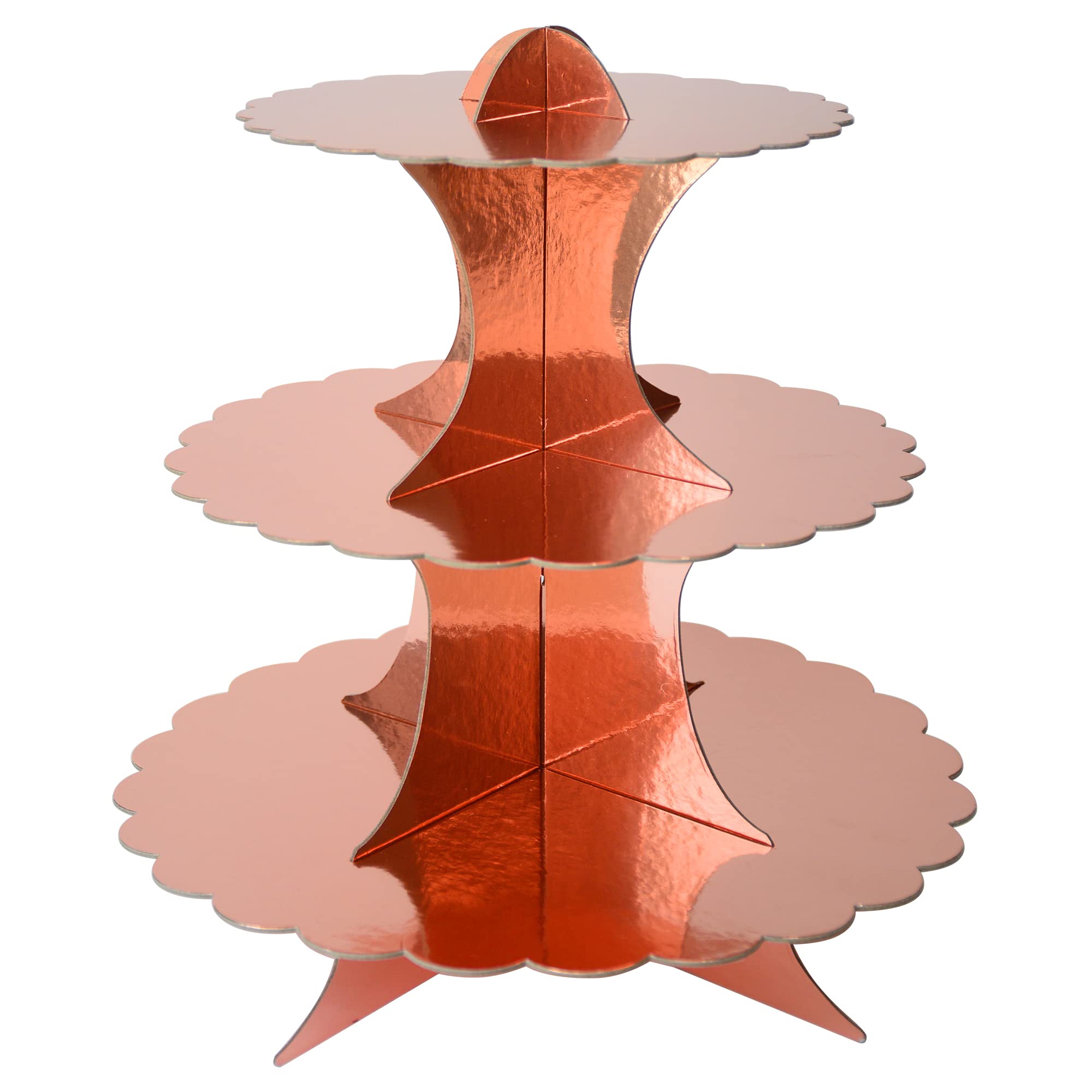 WEEPA 3 Tier Rose Gold Cupcake Stand Cardboard Cupcake Holder Reusable Cake Stand for Wedding Birthday Party Decorations