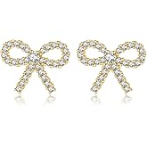 SLUYNZ Solid 925 Sterling Silver 1.7CM Bow Stud Earrings for Women Teens Sparkling CZ Bowknot Earrings Stud