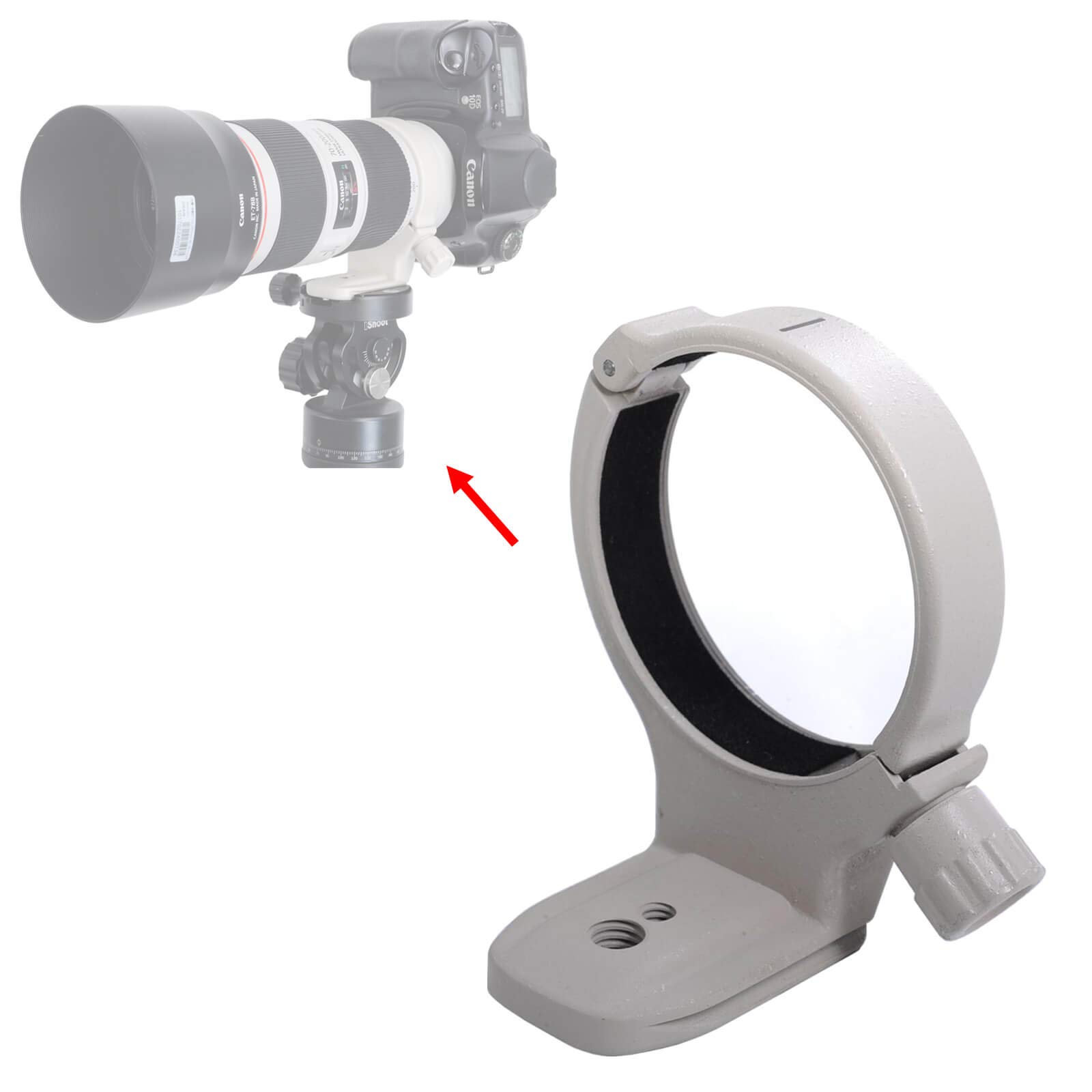 Metal Tripod Mount Ring, iShoot Lens Collar Support Compatible with Canon EF 70-200mm f/4L USM EF 400mm f/5.6 L USM EF 80-200/2.8L AII (W)