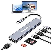 USBC Multiport Adapter USB c to USB hub 7 in 1 dongle Adapter USB c hub multiport Adapter with SD Card Reader 100W PD 4K30hz hdmi USB hub USB C Adapter for MacBook Pro USB-c hub for mac
