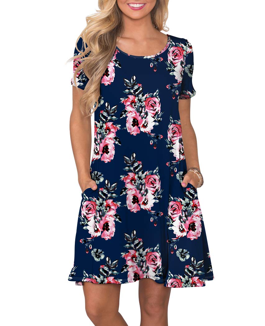 KORSIS Women's Summer Casual T Shirt Dresses Short Sleeve Swing Dress