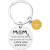 Haukea Mom Birthday Gifts Mother's Day Gifts for Mom from Daughter Son Sunflower Keychain Christmas Gift Mother Keyring