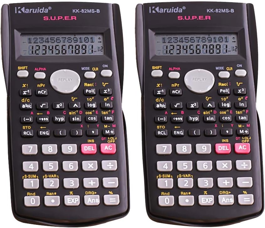 Stonges Engineering Scientific Calculators, 2-Line Display Multifunctional Calculator for Student and Teacher, 2 Pack Black