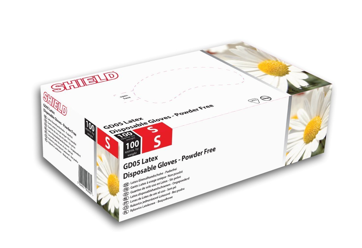 Shield Powder-Free Latex Gloves Small Natural (Pack of 100) GD05