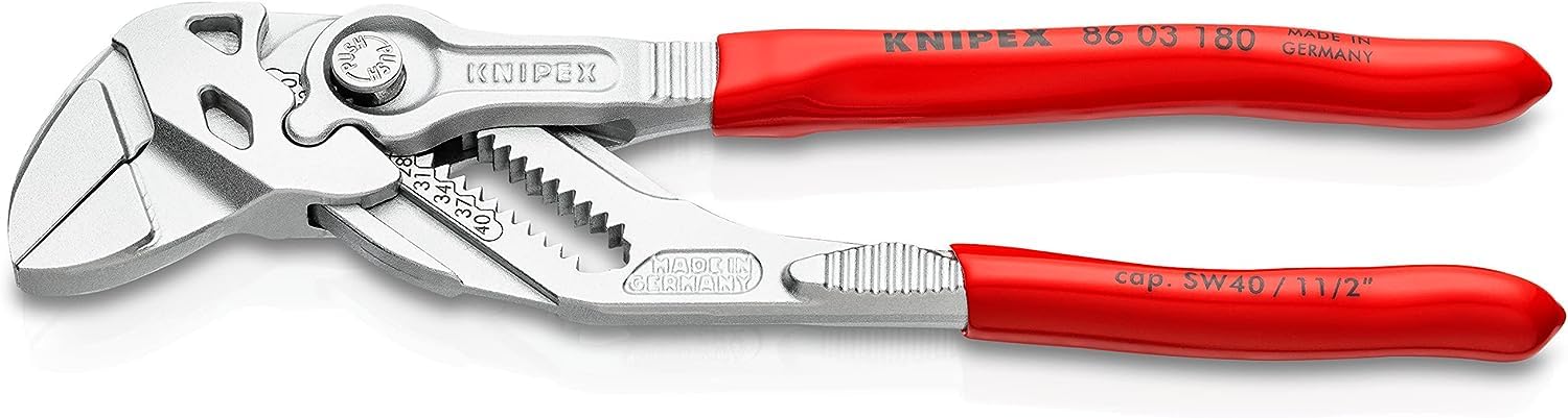 KNIPEX Pliers Wrench Pliers and a Wrench in a Single Tool Self-Service Card Chrome-Plated with Plastic Coating 180 mm, 86 03 180 SB โ image 1