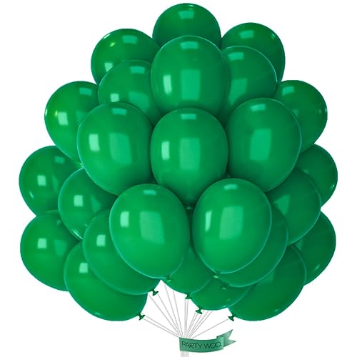 PartyWoo Dark Green Balloons - 50pcs 10in Forest Green Balloons for Garland or Arch, Birthday & Baby Shower Decorations
