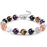 Atminafays Genuine Healing Crystal Bracelet for Women & Men. Chakra Bracelet for Anxiety Relief, Wealth & Protection. Adjustable 6.5-8 Inch Beaded Bracelet with Gift Box.Healing Bracelet for Yuga & Meditation