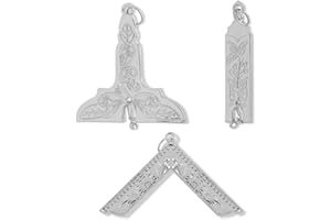 JEVVY CRAFTS Masonic Collar Jewels Set of 3 Blue Lodge ideal Officers gift for freemasons (Silver)