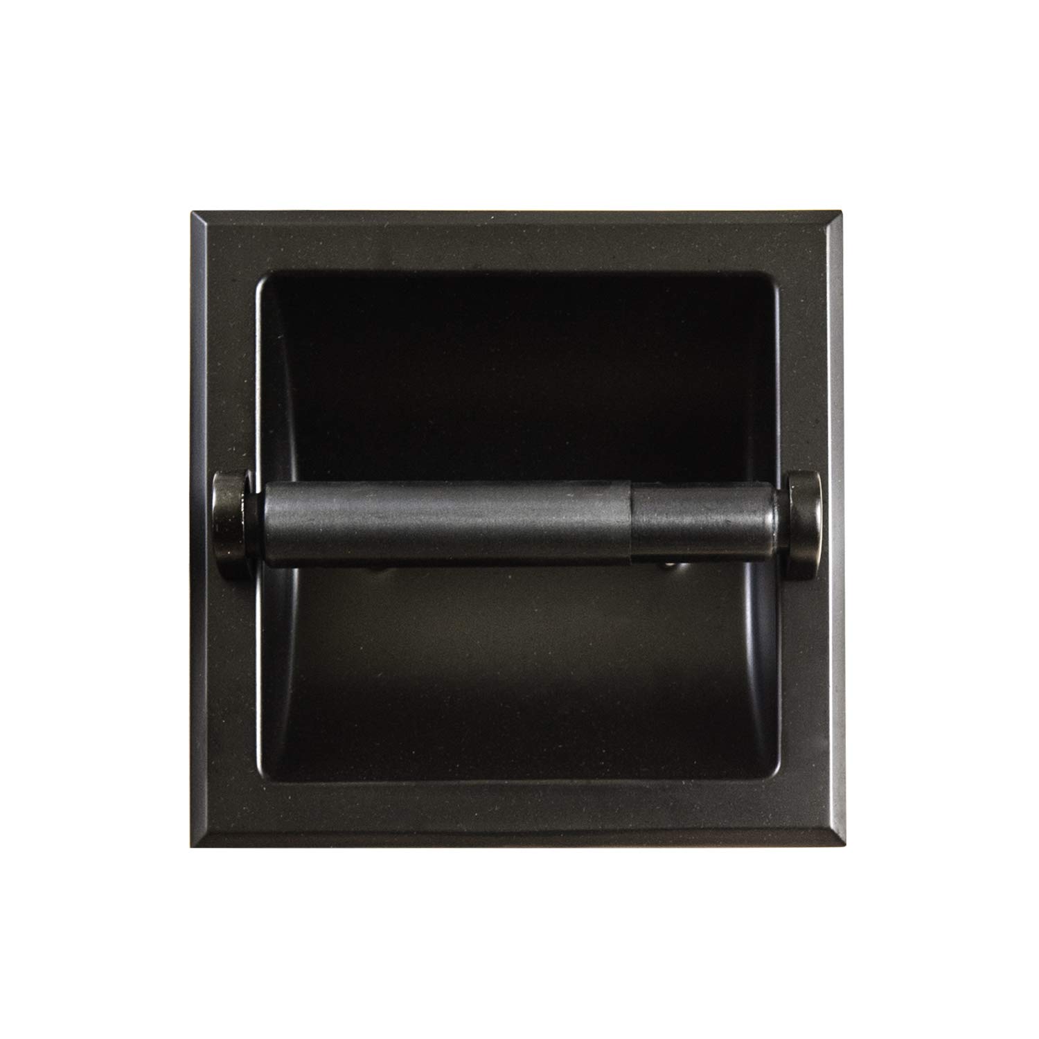 Photo 1 of SENTO Recessed Matte Black Toilet Paper Holder, Wall Mounted Heavy Duty Metal Toilet Paper Roll Holder with Rear Mounting Bracket, in Wall, Easy Installation, Matte Black