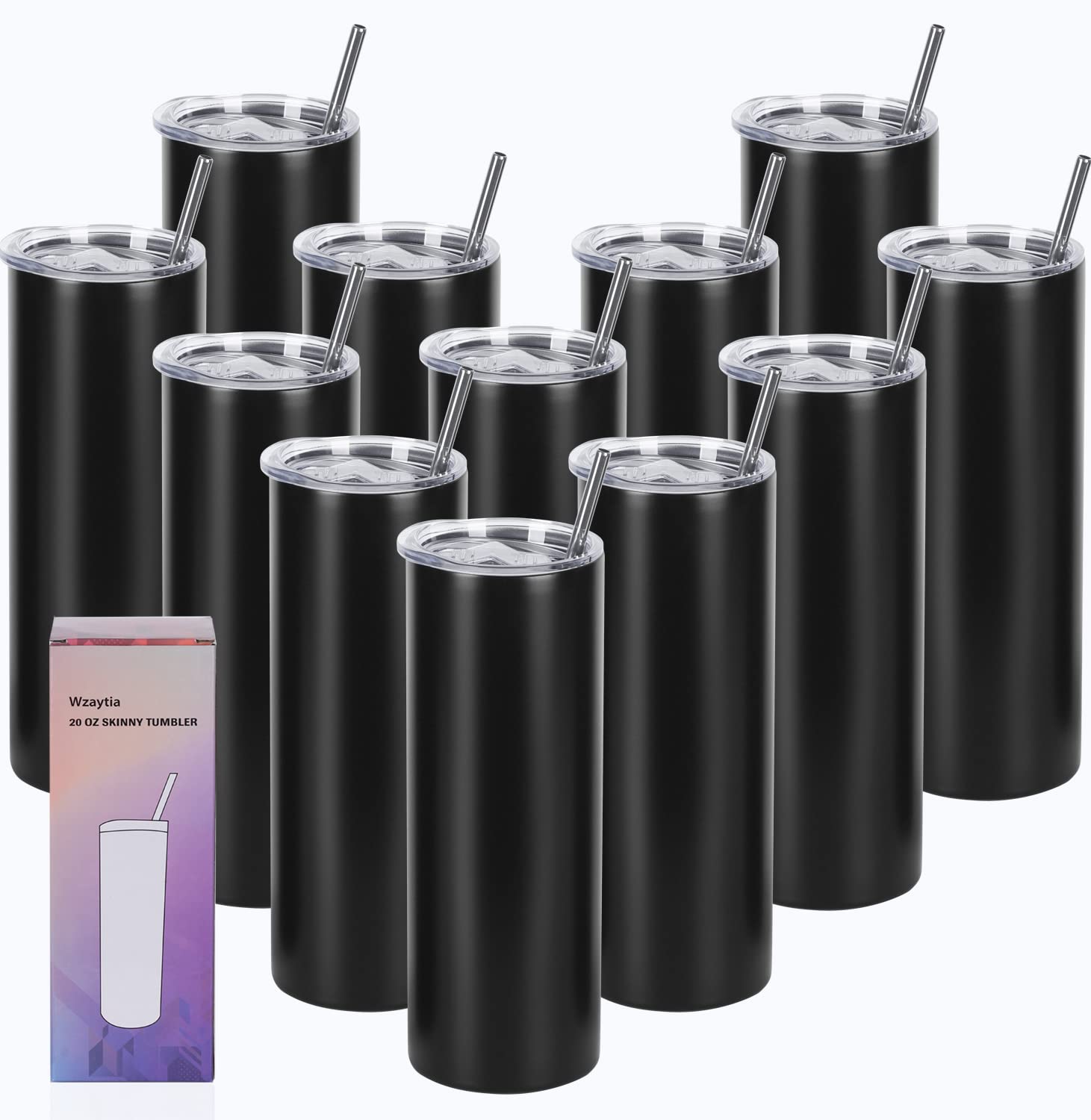 Wzaytia 12 Pack 20 Oz Straight Skinny