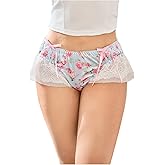 SHENHE Women's Plus Size Satin Panty Ruffle Lace Floral Underwar Low Rise Coquette Bow Brief