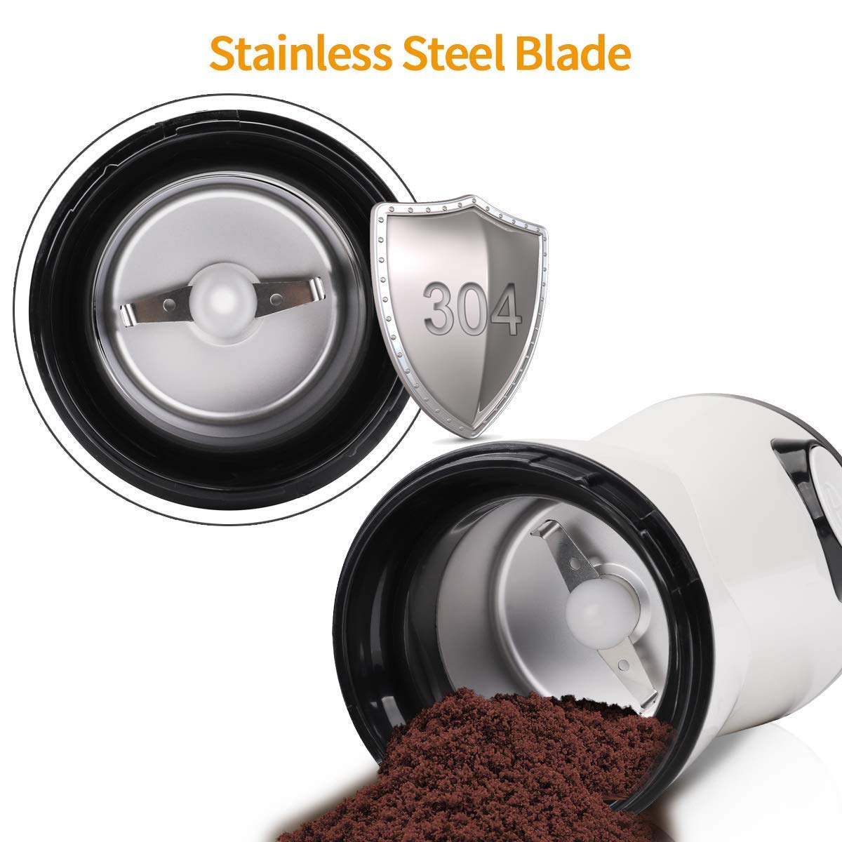 morpilot Electric Coffee Grinder,Spice Grinder,70g Capacity 150w with Stainless Steel Blade BPA Free,Fast Grinding for Coffee Bean, Spices, Nut and Herb