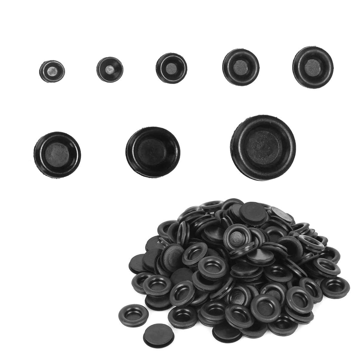Smavles Rubber Grommet 400 Pcs Grommet Electrical Wire Gasket Kit Round Spacers Washers Gasket Ring for Protecting Wires, Plugs and Cables(8 Sizes)