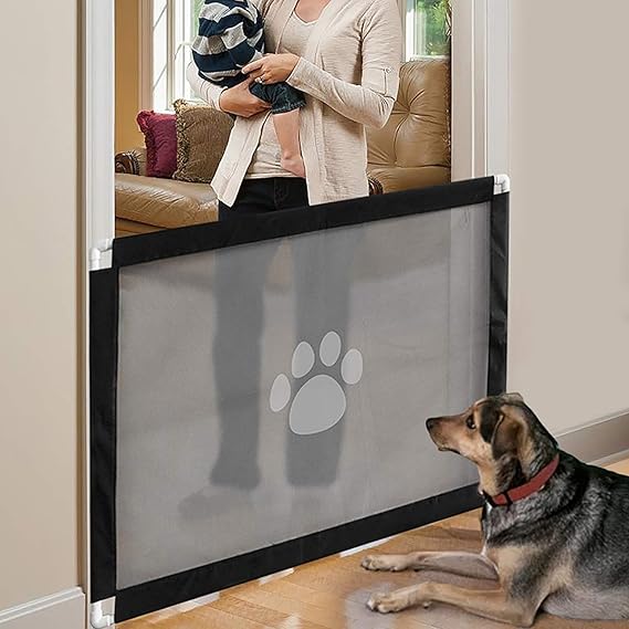 PETCUTE Retractable Dog Gate Baby Gates Dog gate for Stairs mesh pet