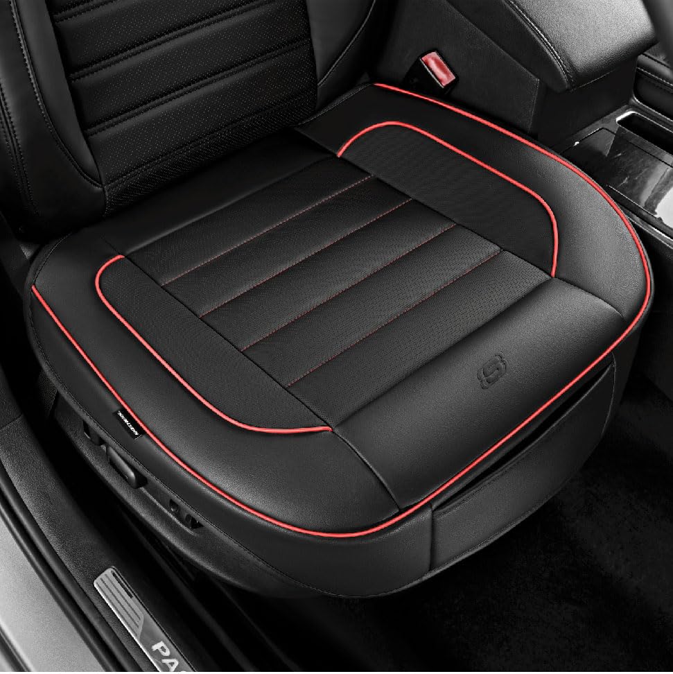 Photo 1 of Skechers Car Seat Cover,Memory Foam Luxury Faux Leather Front Bottom Seat Cushion Cover,Universal Anti-Slip and Wrap Around The Bottom with Storage Bags,Suitable for Most Vehicles-1 Piece,Red