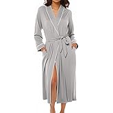 Ekouaer Kimono Robes for Women Long Lightweight Knit Bathrobe Shawl Soft Sleepwear Casual Ladies Loungewear S-XXL