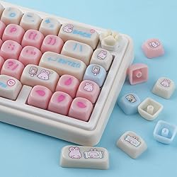 Tsungup MOA Profile Keycaps,140 Keys Pink Ceramic