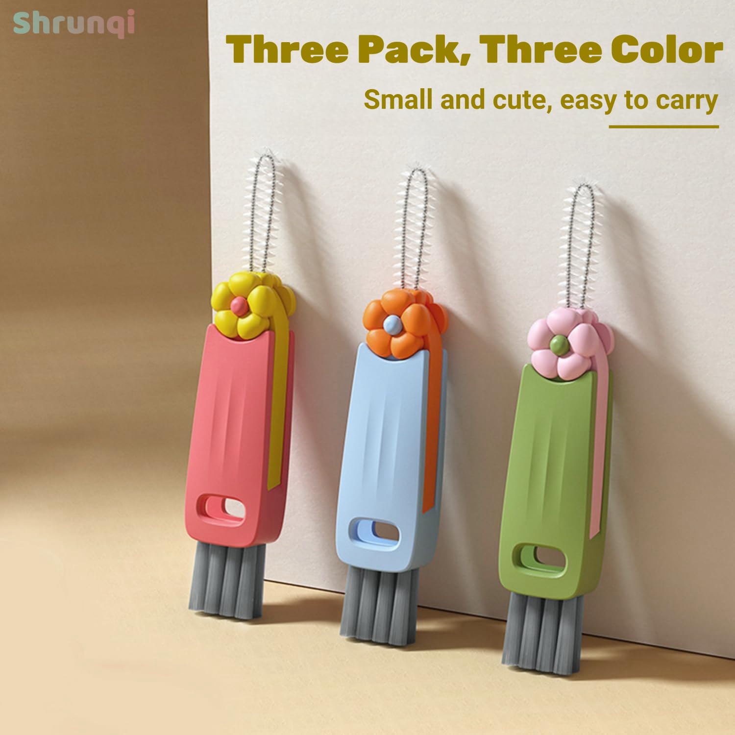 3 in 1 Cup Lid Cleaning Brush, 3 in 1 Multifunctional Cleaning Brush Portable Cup Lid Cleaner for Bottle Gap Tight Spaces Cup, Portable Cup Lid Cleaner with Brush, 3 Pcs