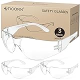 TICONN 3 Clear Safety Glasses for Men, Safety