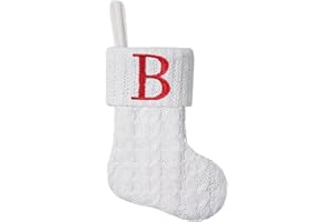 Pxniy Mini White Knit Stocking,8.5 Inches Initial Monogram EmbroideWhite Christmas Stocking,Family Fireplace Hanging Ornament Xmas Holiday Decor Gift-Letter B