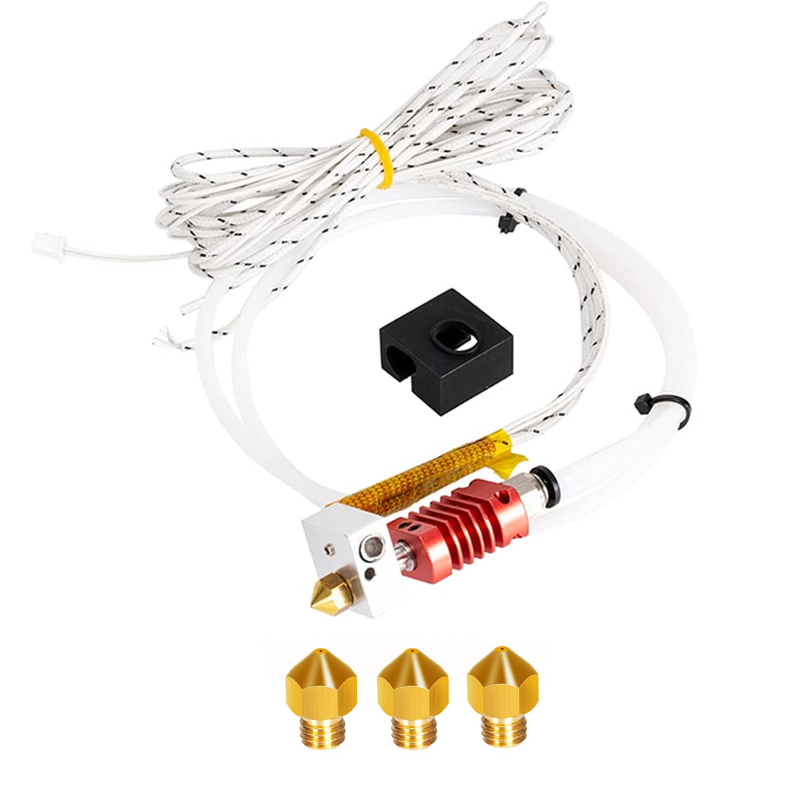 TRONXY Extruder Hot End Kit MK10 24V 50W with 0.4mm Nozzle, Aluminum Heating Block, NTC 100K Ohm, Thermistor, PTFE Bowden Tube, for TRONXY 3D Printers X5SA/X5SA PRO/XY-2 PRO/X5SA 400 PRO