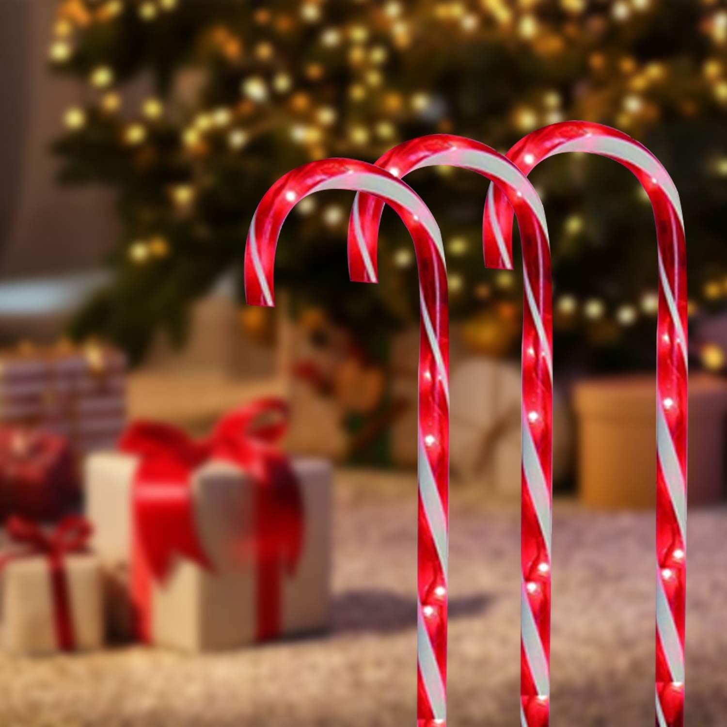 Christmas Candy Cane Pathway Marker Lights 10 Pack Outdoor Decor Garden