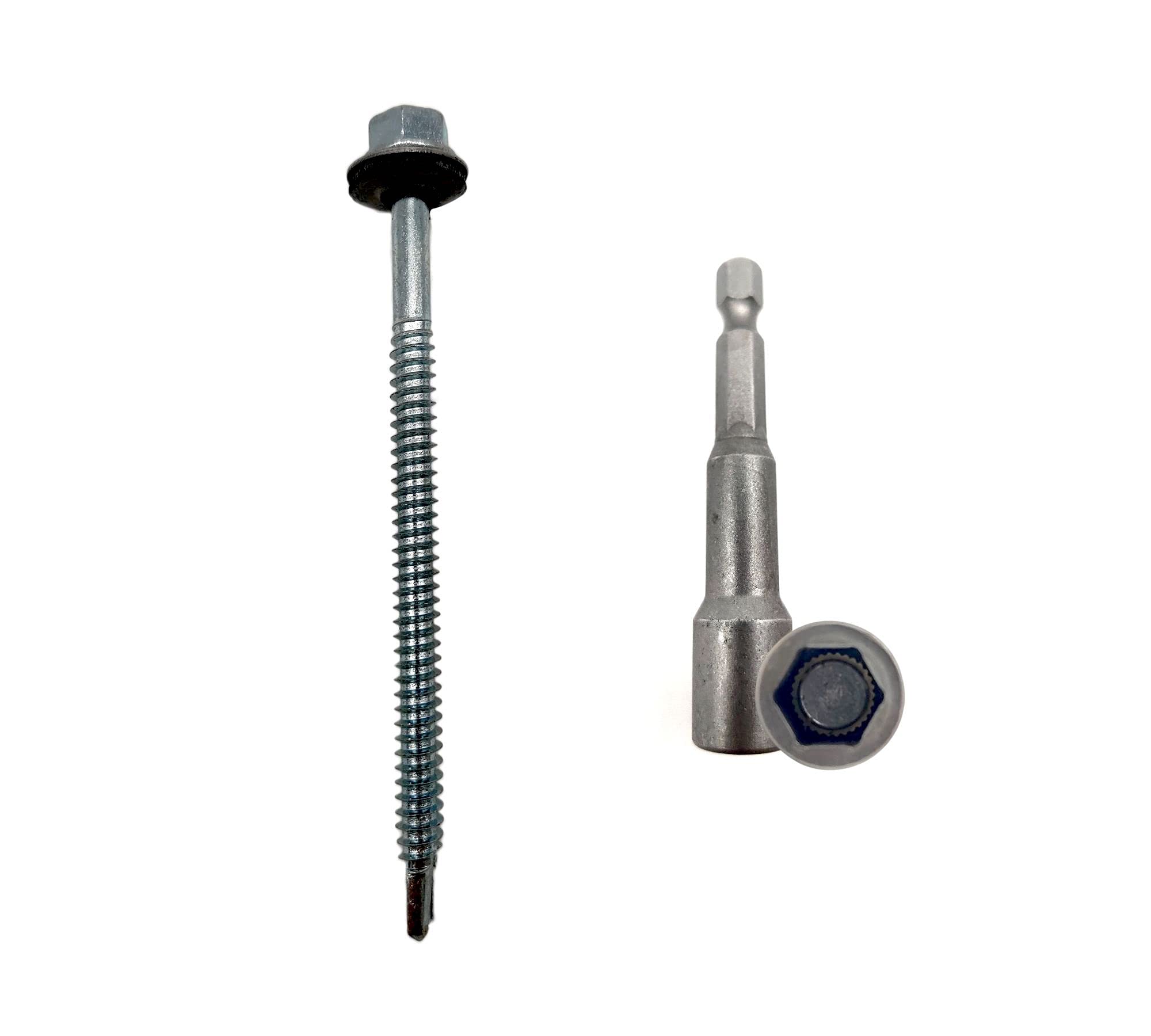 DOJA Industrial | SELF Tapping Screws Metal with Washer 6,3x100 (Pack 50) with Drill GLASSM10 (Pack 1)